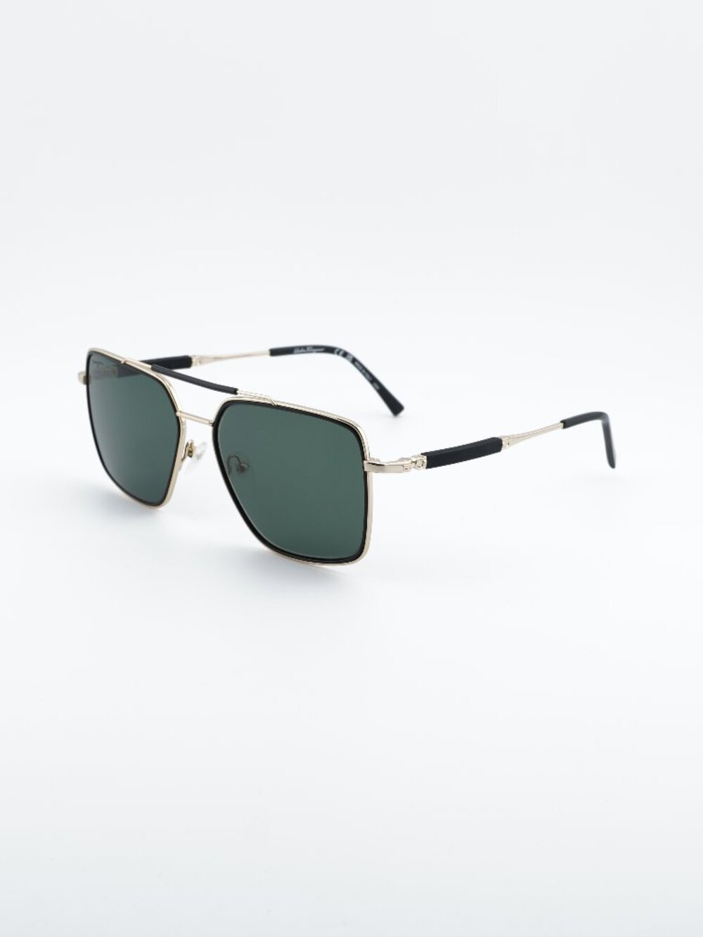 Salvatore Ferragamo SF298S 703 Sunglasses Gold Aviator Frame, Green Lenses